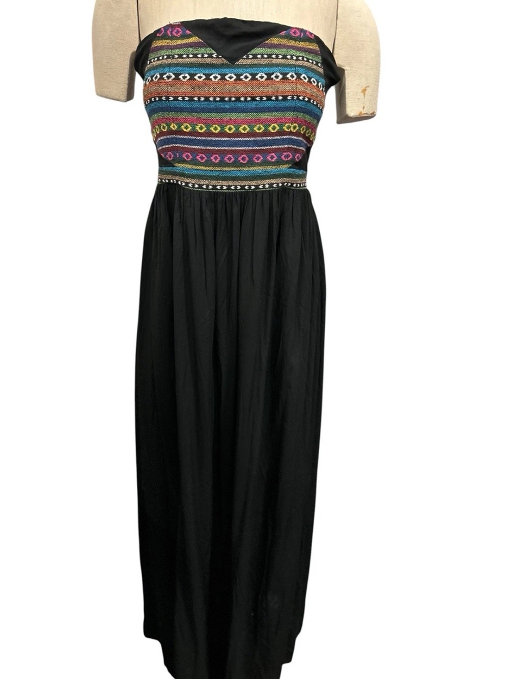 THML Maxi Dress Women Tribal Flirty Feminine Strapless Flowy
